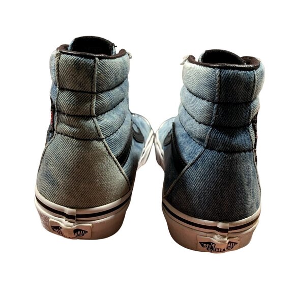 Vans Sneakers Womens Size 6 Blue Denim Acid Wash Patches High Top Skater Shoes - Picture 4 of 13